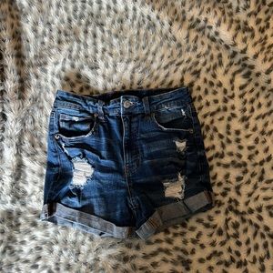 Distressed Dark Wash Shorts